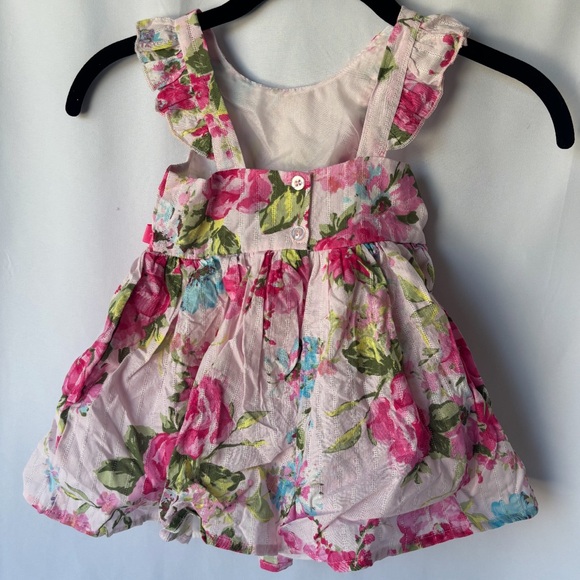 Floral Pink and Green Dress with Bow - Picture 5 of 5